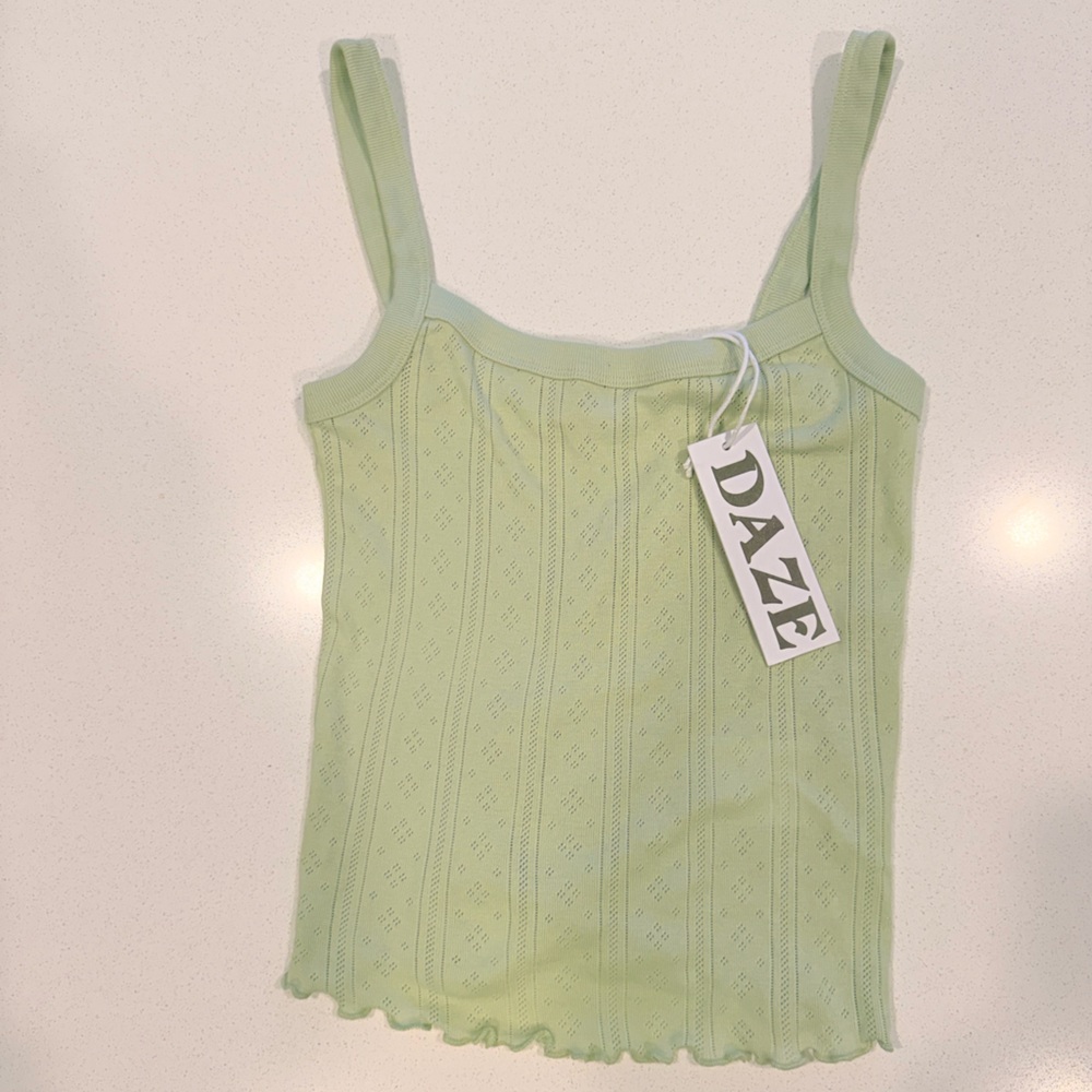 DAZE Light Green Knit Tank Top